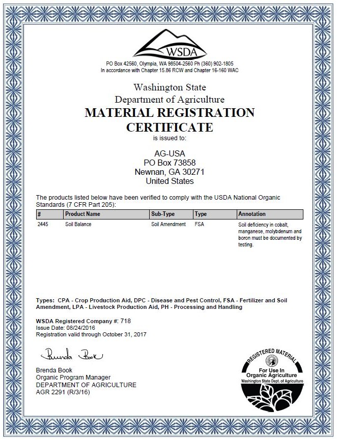 WSDA Soil Balance 2017